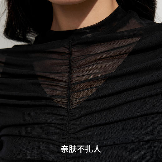 simplepieces上衣女SPS夏季新品抽皱网纱短袖 商品图2
