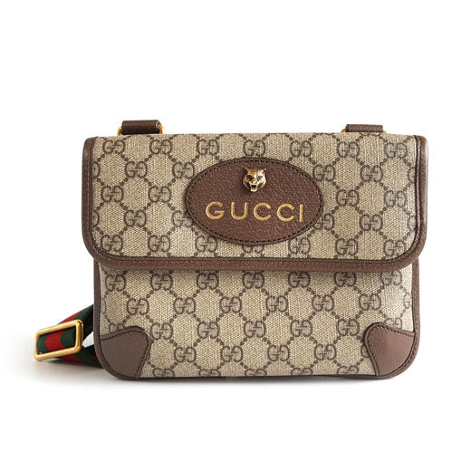 【95新】Gucci古驰501050老花帆布双面虎头包邮差包斜挎包中性款 080725AK01 商品图0
