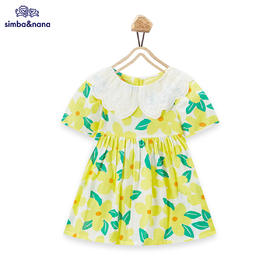 【辛巴娜娜】simbanana夏季小清新新款小童碎花复古花朵连衣裙