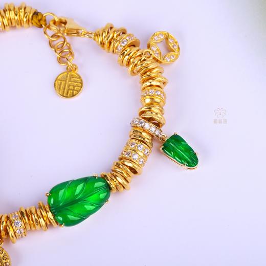 【基业长青】翡翠叶黄财神手链   ZX2506258 商品图4