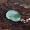 【天然正品】A货翡翠AU750白金镶天然细腻冰种飘蓝花葫芦造型（福禄平安）翡翠吊坠项链32.8*21.2*6.4MM（皆取最大值）女士现售价：4380！090725NJM08 商品缩略图4