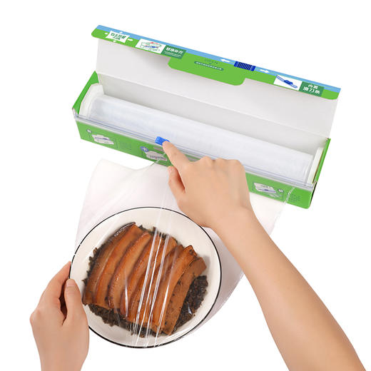 【批发】美丽雅盒装带切割器滑刀保鲜膜食品保鲜膜 150m/盒 商品图8