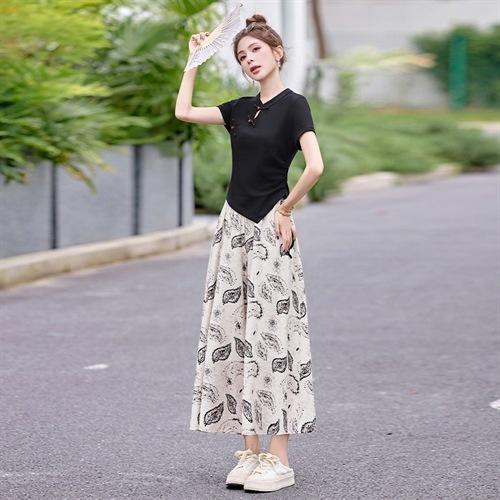 新中式盘扣上衣阔腿裤套装2025夏季新款气质显瘦休闲两件套GJC2575 商品图4