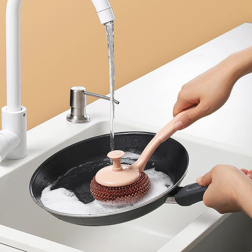 【批发】美丽雅可换式带柄金丝耐用锅刷赠替换装1个 1套 商品图3