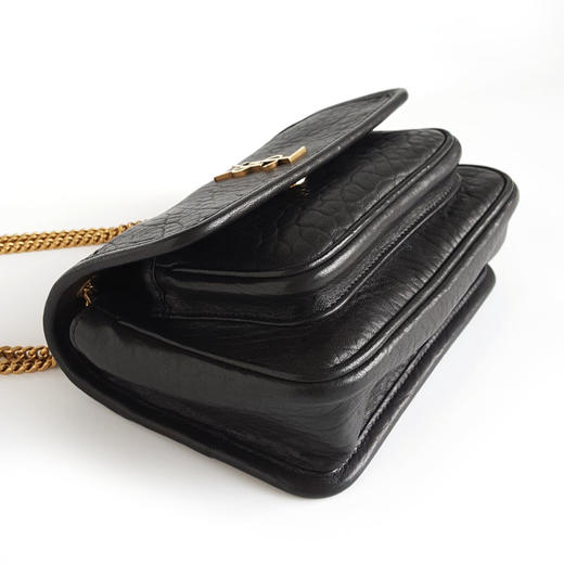 【98新】YSL圣罗兰niki828736黑金迷你羊皮niki链条包单肩斜挎包女士现售价：9000！050725TJ07 商品图6