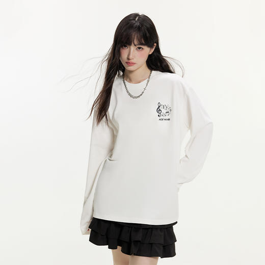 YKYB黄子韬长袖T恤简约百搭宽松圆领印花上衣Y53NCT001 商品图3