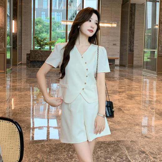奢姿大码女装2025夏季气质V领两件套胖妹妹百褶半松紧时尚套装9952953493【1】 商品图2