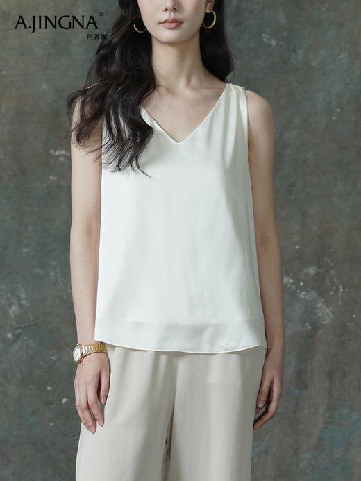 【曲线美学】阿菁娜慵懒桑蚕丝设计感背心F30X201009 商品图1