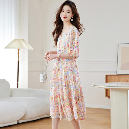 【预售3天】PY 超仙法式碎花V领中袖连衣裙 &2760 商品图2