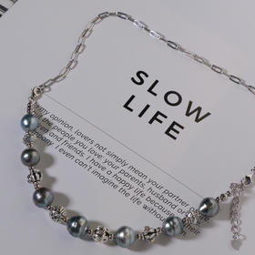 一款两戴 大溪地黑珍珠铂金灰 10mm + 螺纹 纯银