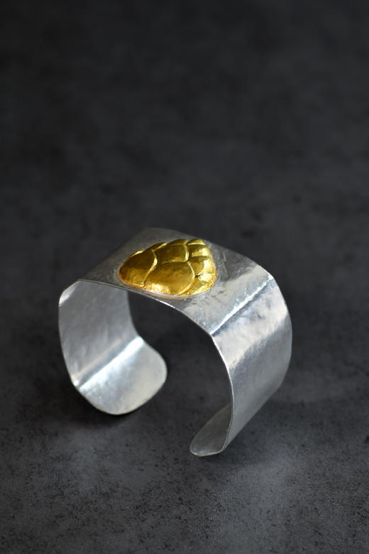 尼泊尔贴金银莲花手镯（方形） 商品图2