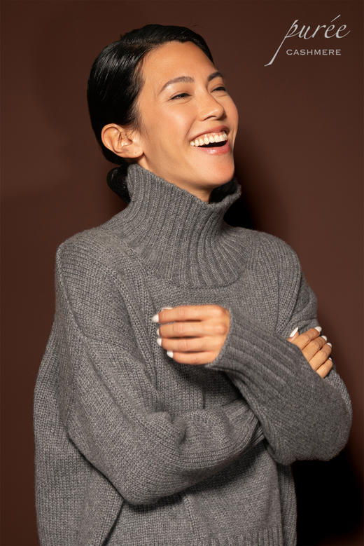 #1969「CASHMERE COCOON SWEATER」 100% CASHMERE 羊绒高口领茧形厚毛衣 商品图1