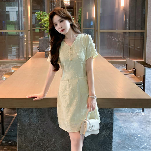 奢姿大码女装2026夏季减龄粗花半开领连衣裙胖妹妹时尚轻奢裙子9952869852 商品图2
