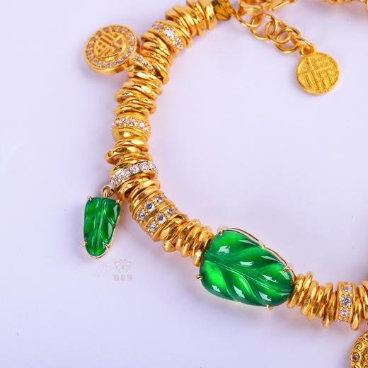 【基业长青】翡翠叶黄财神手链   ZX2506258 商品图5