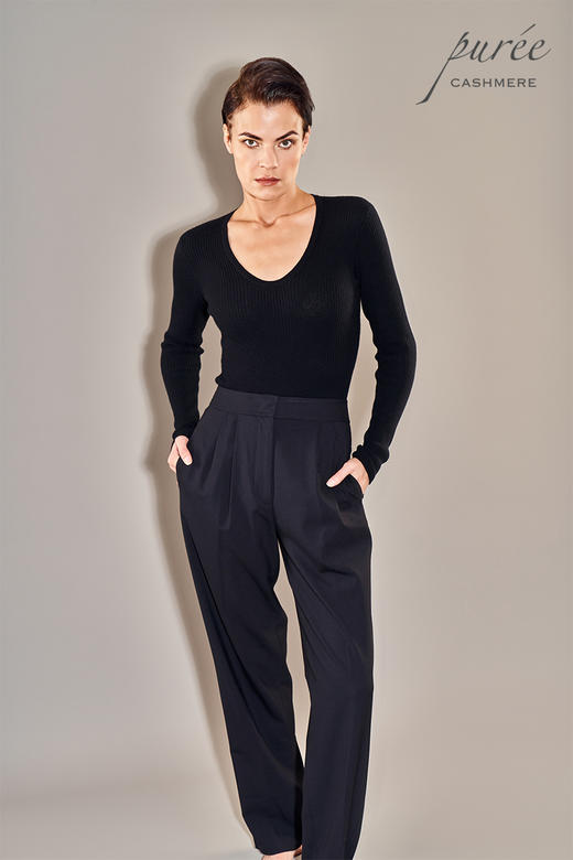 #1970「RIBBED BASICS - DEEP U」 55% SILK 45% CASHMERE 精纺丝羊绒罗纹打底-深圆领 商品图1
