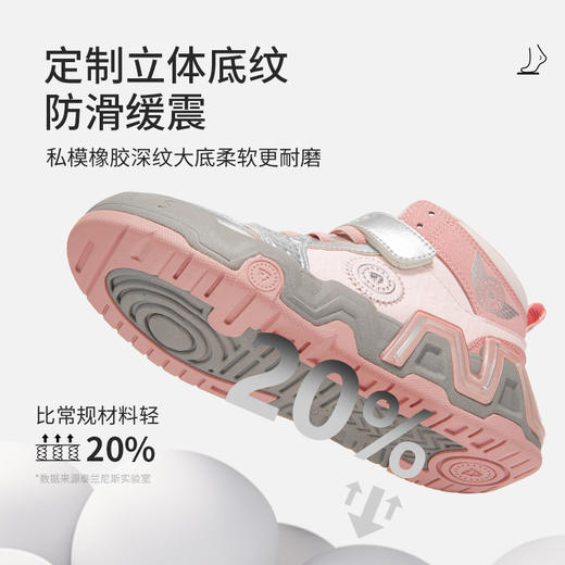 泰兰尼斯kids女童时尚板鞋休闲鞋2025秋季新款儿童高帮防滑运动鞋  T02D5C6677 商品图3