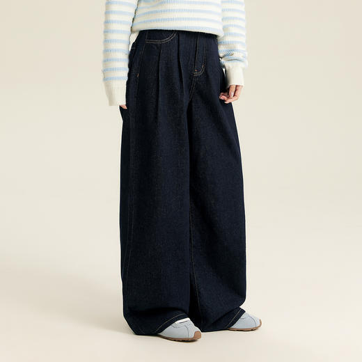 笛莎Deesha青少年女童裤子2025秋季女童阔腿牛仔裤 商品图1