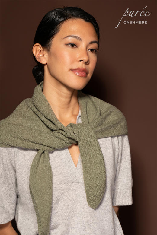 #1951 「CASHMERE BANDANA」 100% CASHMERE  羊绒华夫格三角巾 商品图6