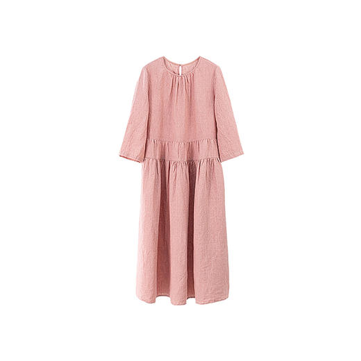 绽放417朵/【莫兰迪系列】高端酵素洗重磅色织亚麻七分袖连衣裙女 商品图4