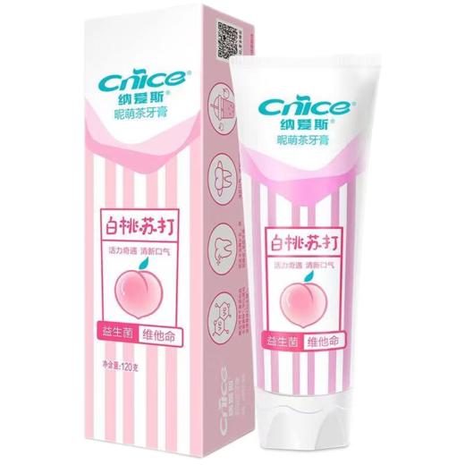 纳爱斯昵萌茶牙膏白桃苏打120克益生菌维他命清新口气清洁 120克白桃苏打 商品图1