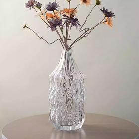 简约摆件器水晶玻璃插花现代高级花瓶ins水培透明风小口径法式晶尊法式菱形花瓶低款小号29cm（透明）羽毛花瓶大号37cm（绿色）