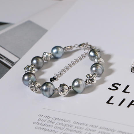 一款两戴 大溪地黑珍珠铂金灰 10mm + 螺纹 纯银 商品图2