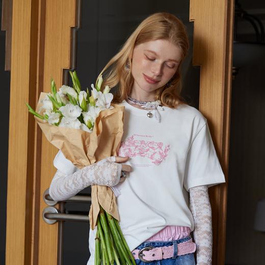 IDEVERRAY夏季2025新款花卉字母印花休闲情侣装圆领短袖男女士宽松t恤21MSL-ID25SSFAT008 商品图1