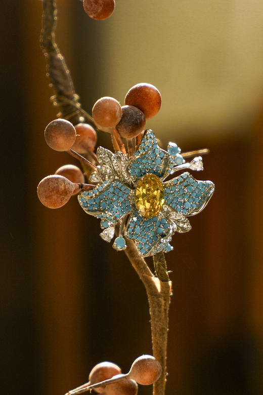 19周年满赠礼品#松石绿花朵胸针,流光溢彩的闪,磁铁吸扣不伤衣,更美丽~ 商品图3