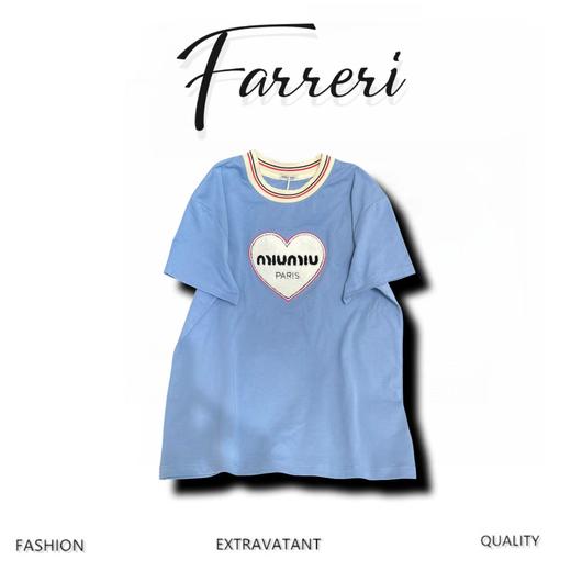 缪家25新款爱心字母毛巾绣短袖T恤 商品图0