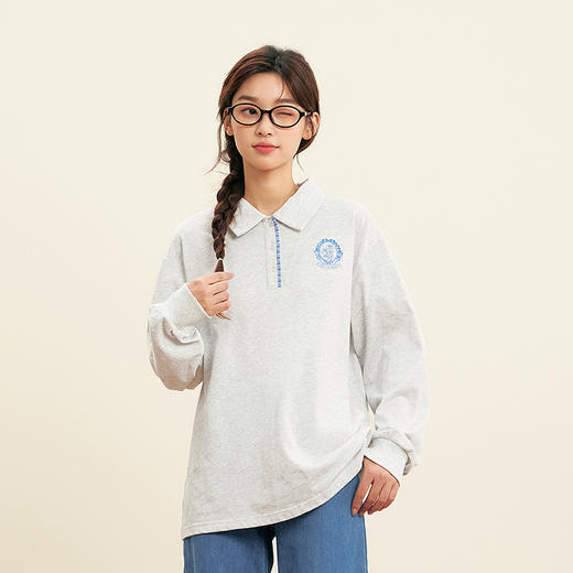 笛莎Deesha青少年女童T恤2025秋季女童花朵刺绣poloT恤 商品图0