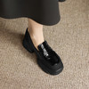 阿么手工女鞋黑色显瘦百搭乐福鞋增高不累脚7CM真皮舒适小皮鞋7CM 商品缩略图2