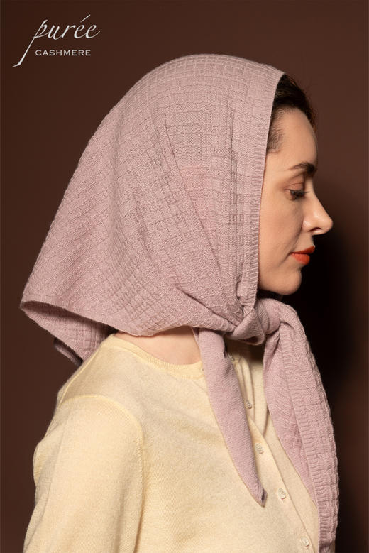 #1951 「CASHMERE BANDANA」 100% CASHMERE  羊绒华夫格三角巾 商品图8