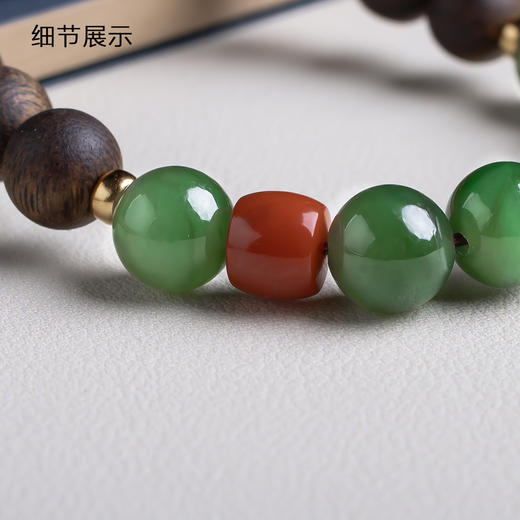 xy0439沉香+白玉碧玉国风手串 商品图4