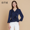 【缎面通勤收腰上衣】EITIE爱特爱气质V领优雅蓝色2025秋季新款C2513824 商品缩略图0