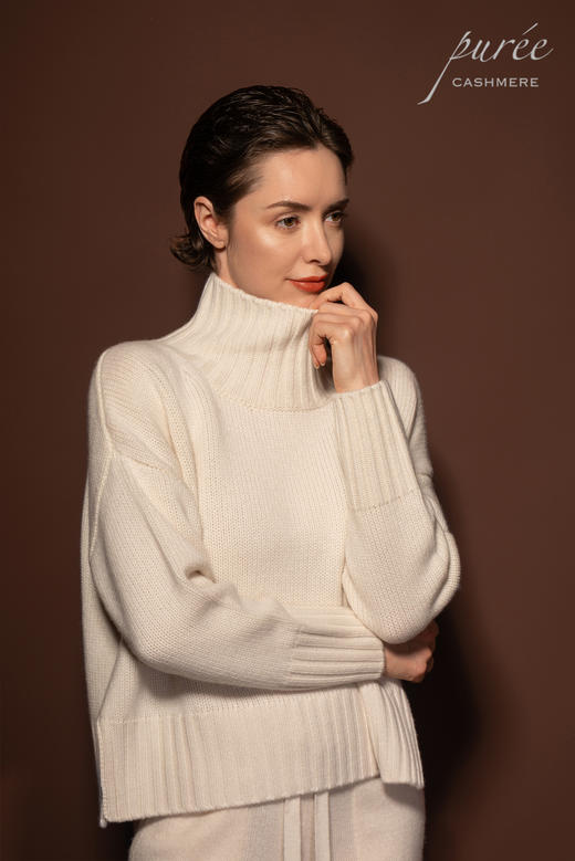 #1969「CASHMERE COCOON SWEATER」 100% CASHMERE 羊绒高口领茧形厚毛衣 商品图2