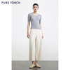 PURE TOUCH浅灰色圆领短袖修身针织上衣 商品缩略图1