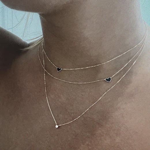 北京仓｜Vanrycke-Emoji-18K玫瑰金 心形 黑色 珐琅 项链［法国设计师］ 商品图4