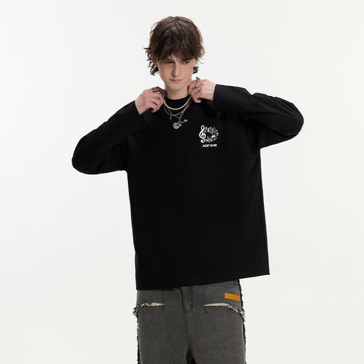 YKYB黄子韬长袖T恤简约百搭宽松圆领印花上衣Y53NCT001 商品图4