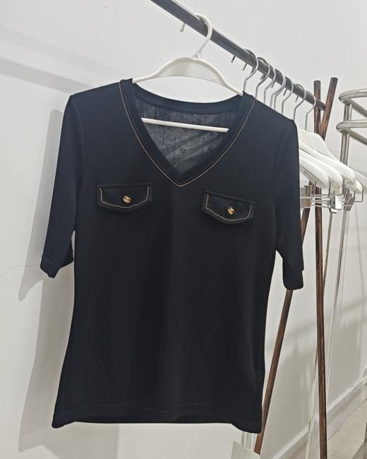 7G23099#V领明线针织衫 商品图0