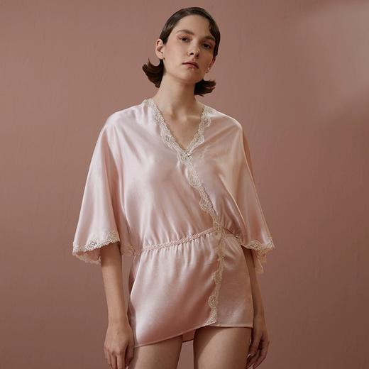 里性 LIVARY MIO 宣言 性感蕾丝真丝睡袍复古晨袍家居服 商品图5