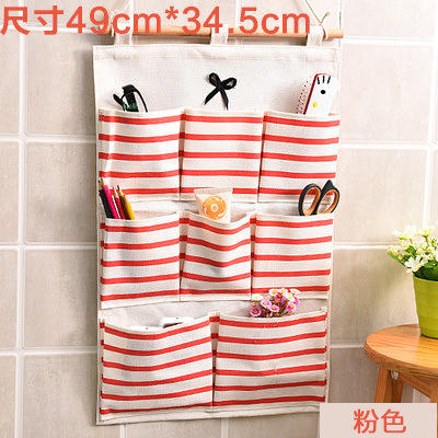 【19抢！新品！】韩版简约挂袋，防水耐用又省空间！棉麻质感+多层设计，让小物件秒变整齐💡粉蓝配色，颜值收纳两不误！快来Pick你的家居好物👉 商品图6