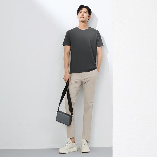 【瞬间凉感】柒牌男士短袖T恤2025夏季薄款时尚休闲斜纹圆领体恤128T70910 商品图3