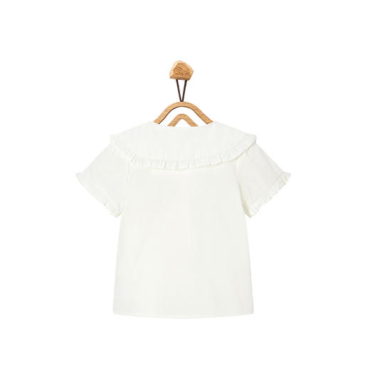 【辛巴娜娜】simbanana女童衬衫夏季新款洋气宝宝薄款短袖上衣小童儿童白色衬衣 商品图1