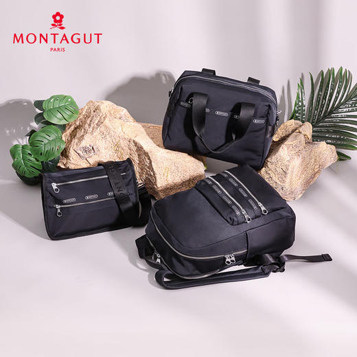 梦特娇中性新款织物单肩包百搭手提包时尚休闲旅行包运动提包大容量手包 黑色 商品图7