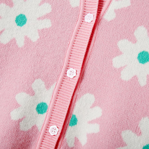 【辛巴娜娜】simbanana春秋儿童可爱白色花女宝短款针织开衫女童毛衣上衣外套 商品图2