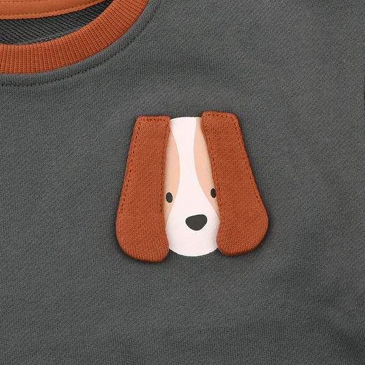 棉果果秋季新品男童韩灰色大毛圈圆领套头卫衣M312140225462 商品图1