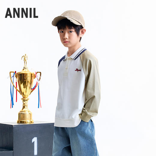 【实体店同款】男童翻领长袖针织衫秋季新款安奈儿童装AB531116 商品图1