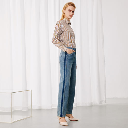 EITIE爱特爱秋季新款条纹通勤简约显瘦衬衫7909607 商品图1