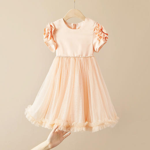 【辛巴娜娜】simbanana年女童新款网纱礼服公主裙短袖时髦连衣裙 商品图0