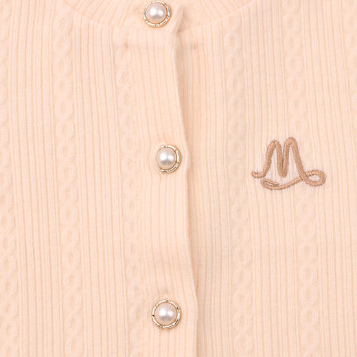 棉果果秋季新品女童奶油色提花针织开衫M322181425425 商品图2